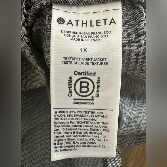 Athleta Textured Shirt Jacket Size 1X Oversized Black and White With Pickets - Picture 4 of 7
